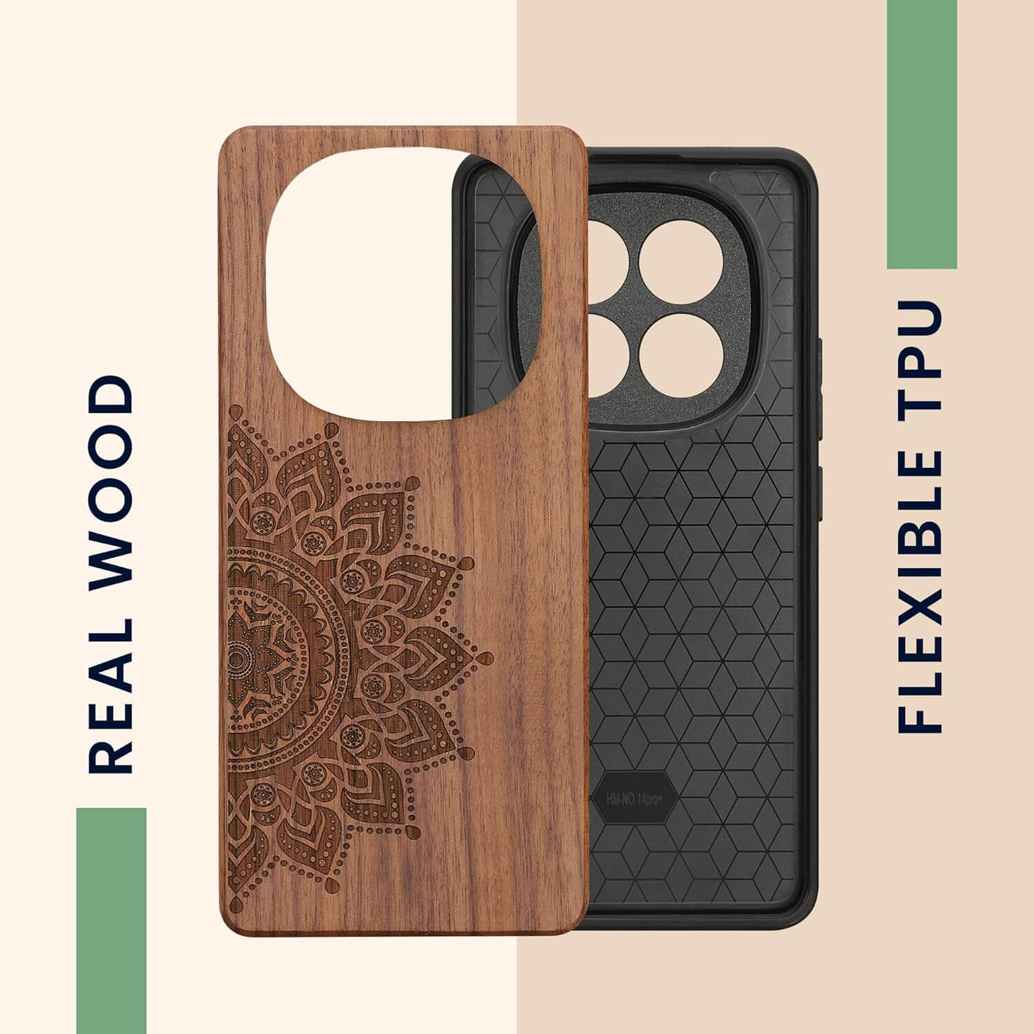 KW Xiaomi Redmi Note 14 Pro+ 5G Θήκη από Φυσικό Ξύλο - Design Rising Sun - Dark Brown