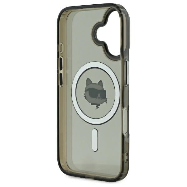 Karl Lagerfeld iPhone 16 - IML Metal Choupette Head - MagSafe Σκληρή Θήκη με Πλαίσιο Σιλικόνης - Black - KLHMP16SHLSCHK