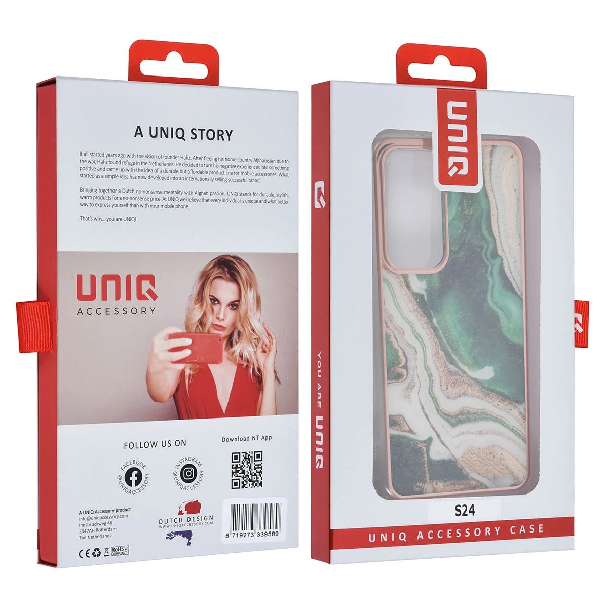 Tuniq Samsung Galaxy S24 - Σκληρή Θήκη με Πλαίσιο Σιλικόνης - Σχέδιο Μάρμαρο - Πράσινη