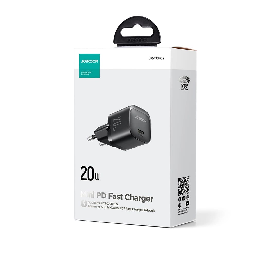 Joyroom Mini PD 20W Οικιακός Φορτιστής Γρήγορης Φόρτισης με Θύρα Type - C - Black - JR - TCF02