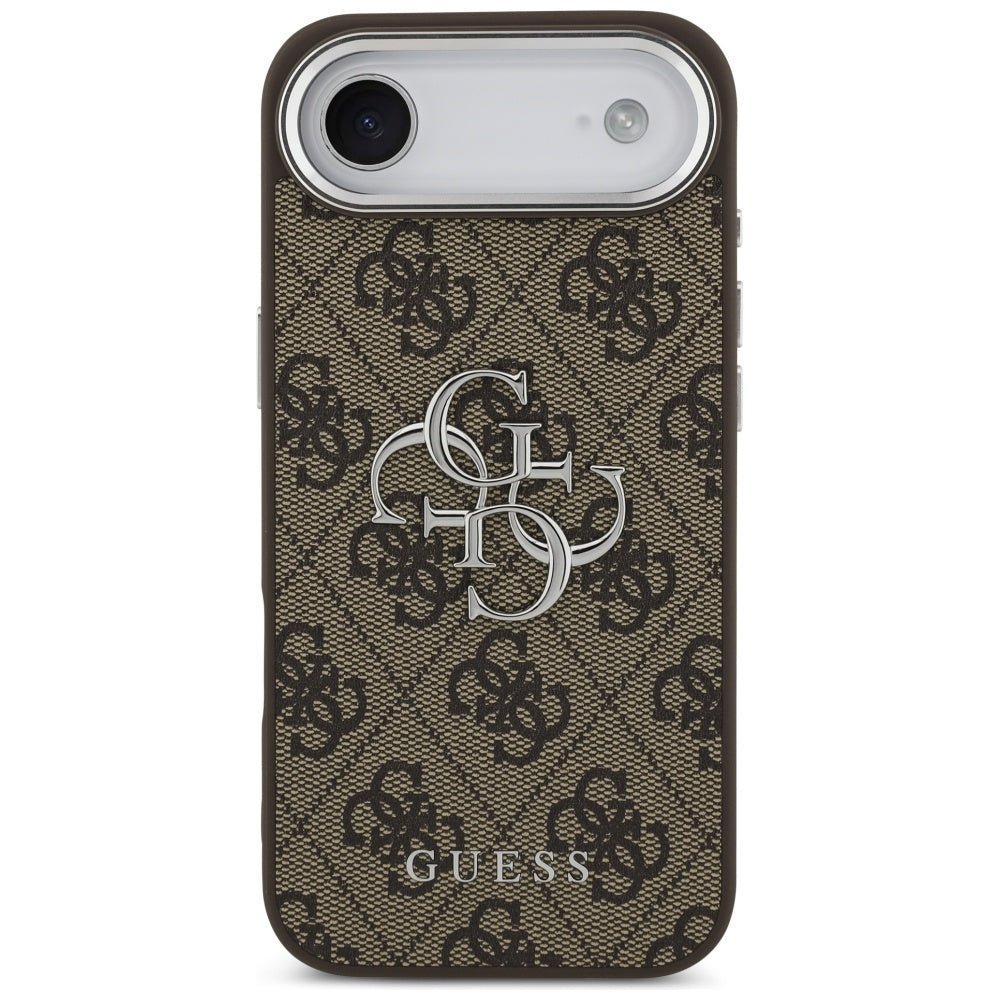 Guess iPhone Air - 4G Big 4G Classic Logo - Σκληρή Θήκη με Πλαίσιο Σιλικόνης και Επένδυση από Οικολογικό Δέρμα - Brown / Silver - GUHCP17MP4G4SMCW