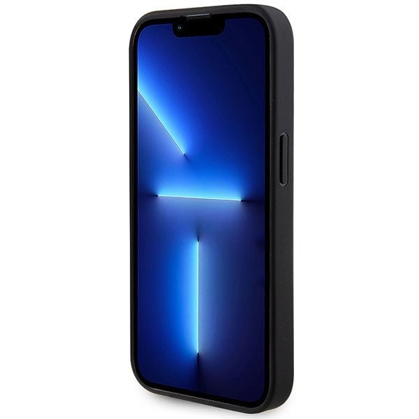 Guess iPhone 15 Pro Max Leather Perforated 4G Glitter Θήκη με Επένδυση Συνθετικού Δέρματος - Black - GUHCP15XPSP4LGK