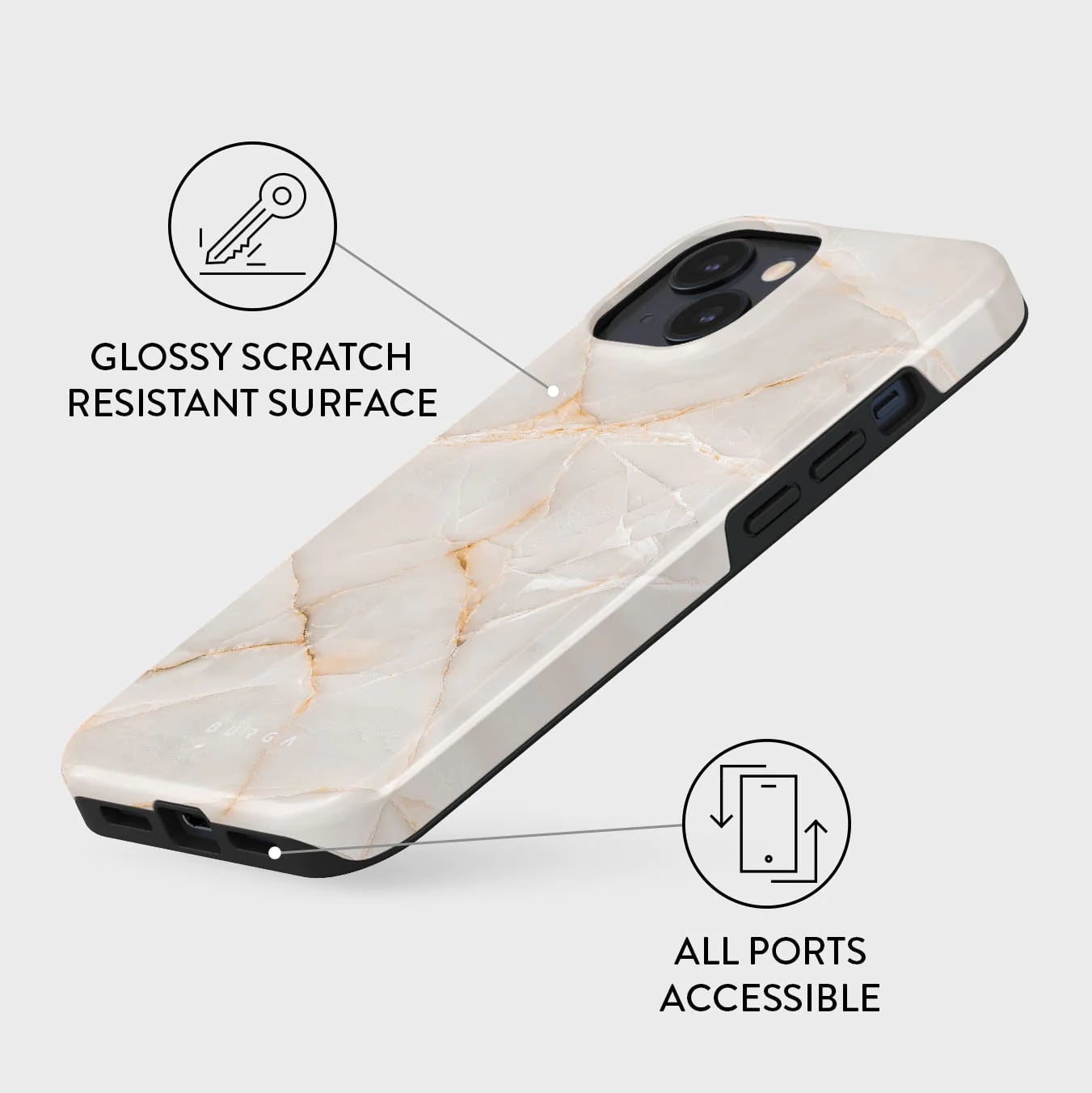 Burga iPhone 15 Fashion Tough MagSafe Σκληρή Θήκη με MagSafe - Vanilla Sand