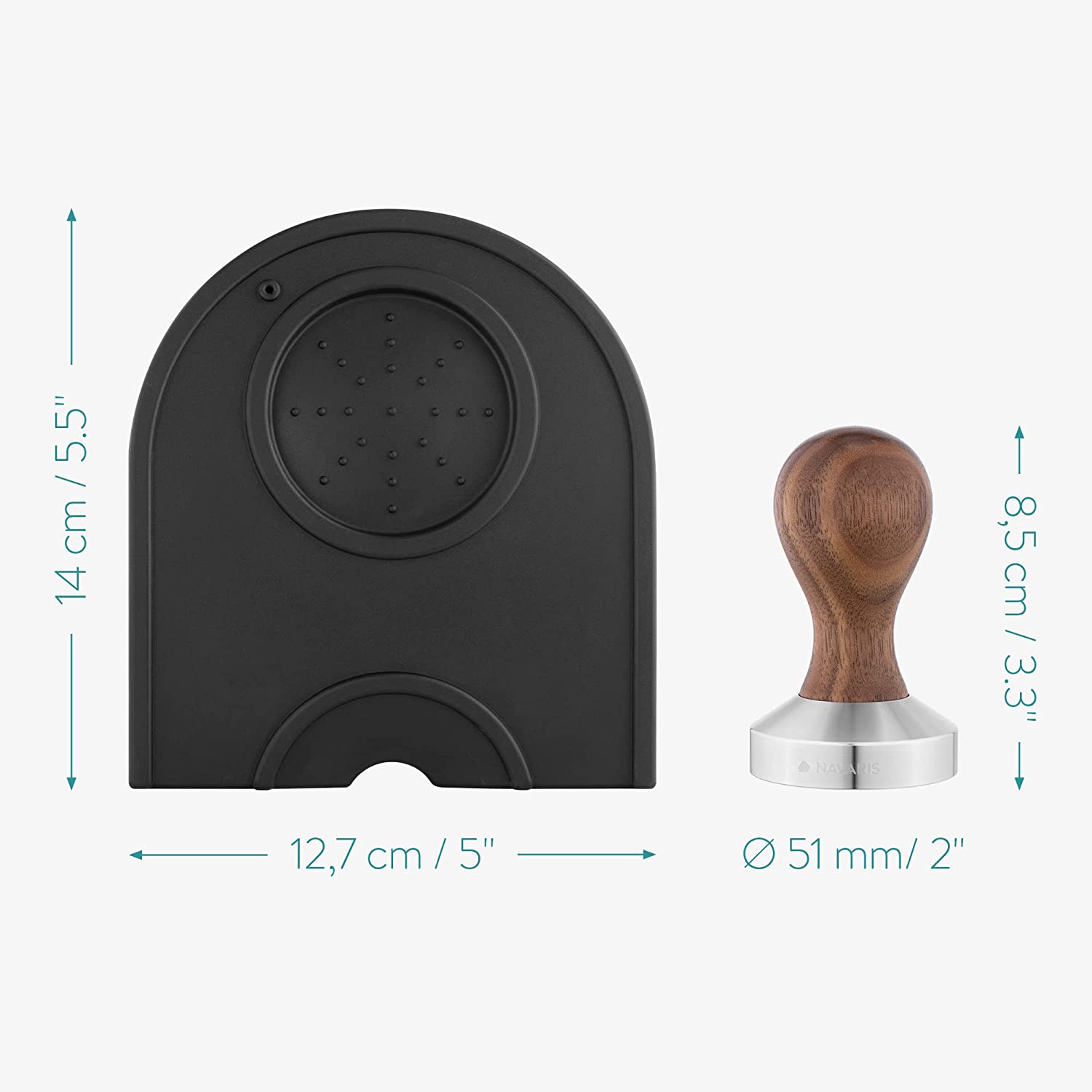 Navaris Πατητήρι Εσπρέσο με Βάση Σιλικόνης - 51mm - Black - 53238.01.03