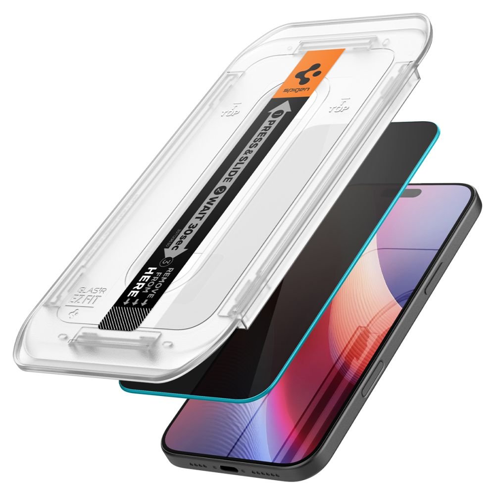 Spigen iPhone 16 Pro Max / iPhone 17 Pro Max Glas.TR Privacy EZ Fit 2.5D 9H Αντιχαρακτικό Γυαλί Οθόνης - 2 Τεμάχια - Black - AGL07908