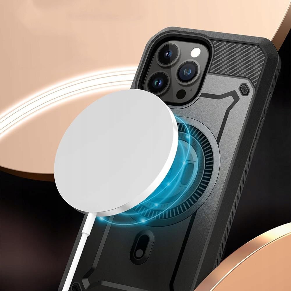 Supcase iPhone 15 UB Pro Mag Σκληρή Θήκη με Προστασία Οθόνης και Stand με Magsafe - Black