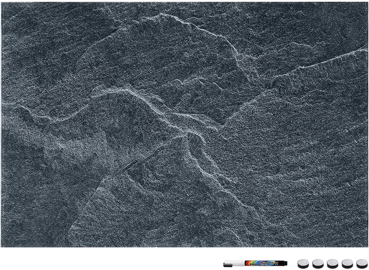 Navaris Μαγνητικός Γυάλινος Πίνακας - 60 x 40cm - Design Black Stone - 45724.08