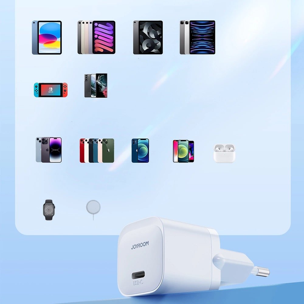 Joyroom Mini PD 20W Οικιακός Φορτιστής Γρήγορης Φόρτισης με Θύρα Type - C και Καλώδιο Type - C to Lightning - White - JR - TCF02