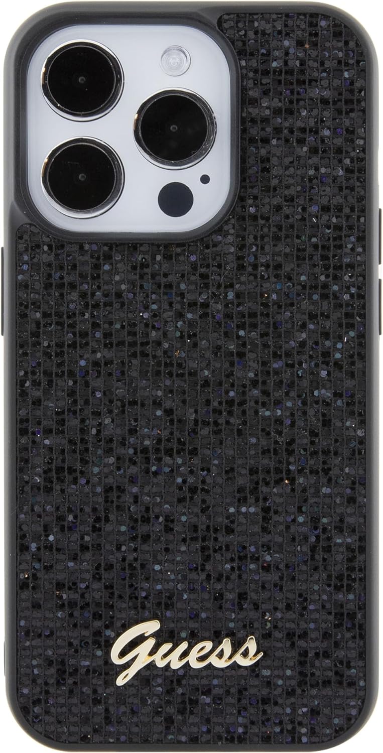 Guess iPhone 15 Pro Disco Metal Script Θήκη Σιλικόνης - Black - GUHCP15LPMSDGSK