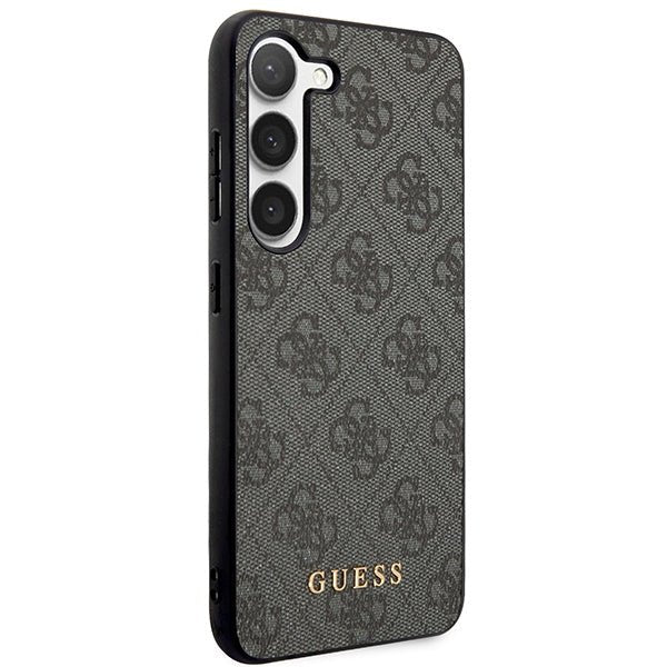 Guess Samsung Galaxy S24+ - 4G Metal Gold Logo Σκληρή Θήκη με Επένδυση Συνθετικού Δέρματος - Black - GUHCS24MG4GFGR