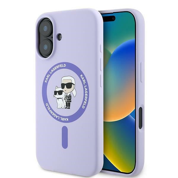 Karl Lagerfeld iPhone 16 - Silicone KC Heads Ring MagSafe - Θήκη Σιλικόνης με MagSafe - Purple - KLHMP16SSCMKCRHU