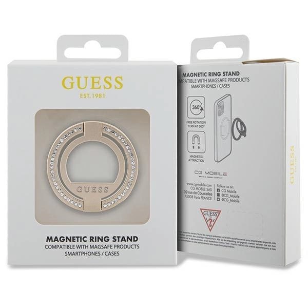 Guess MagSafe Rhinestone Ring Holder - Δαχτυλίδι Συγκράτησης Κινητού / Βάση Στήριξης - Gold - GUE002941 - 0