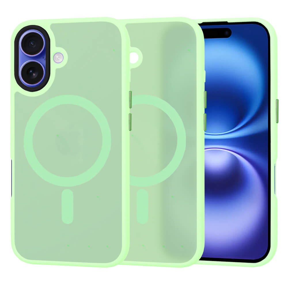 Techsuit iPhone 16 - HaloFrost Series MagSafe - Σκληρή Θήκη με Πλαίσιο Σιλικόνης - Light Green