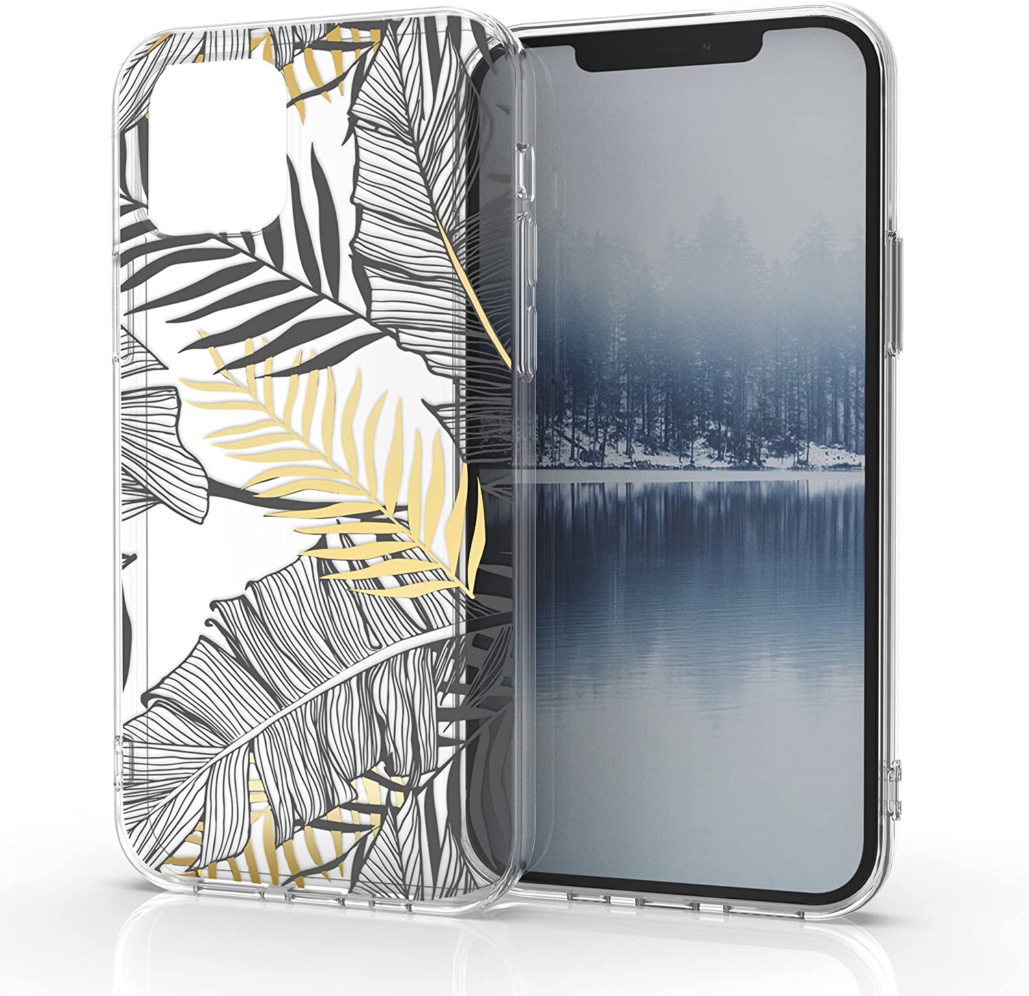 KW iPhone 12 Pro Max Θήκη Σιλικόνης TPU Design Jungle - Gold / Grey / Διάφανη - 53037.10
