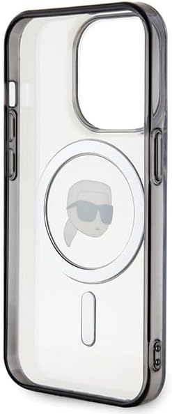 Karl Lagerfeld iPhone 15 Plus - IML Karl's Head MagSafe Σκληρή Θήκη με Πλαίσιο Σιλικόνης και MagSafe - Διάφανη / Black - KLHMP15MHKHNOTK