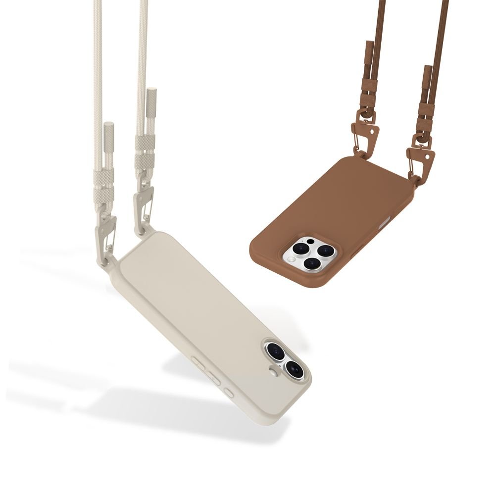 Tech - Protect iPhone 15 MagNecklace - MagSafe Θήκη Σιλικόνης TPU με Pυθμιζόμενο Αποσπώμενο Κορδόνι - Chocolate Brown
