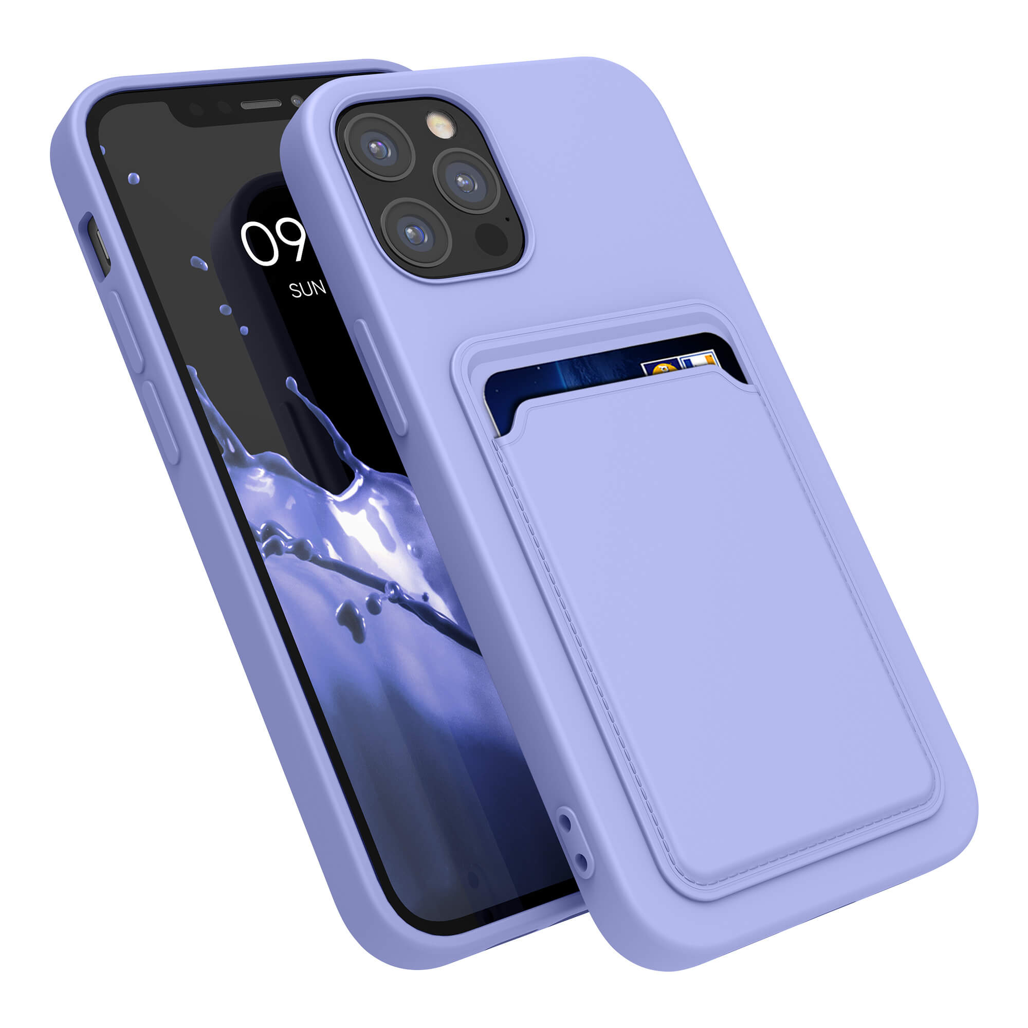 KW iPhone 12 / iPhone 12 Pro Θήκη Σιλικόνης TPU με Υποδοχή για Κάρτα - Lavender - 55112.108