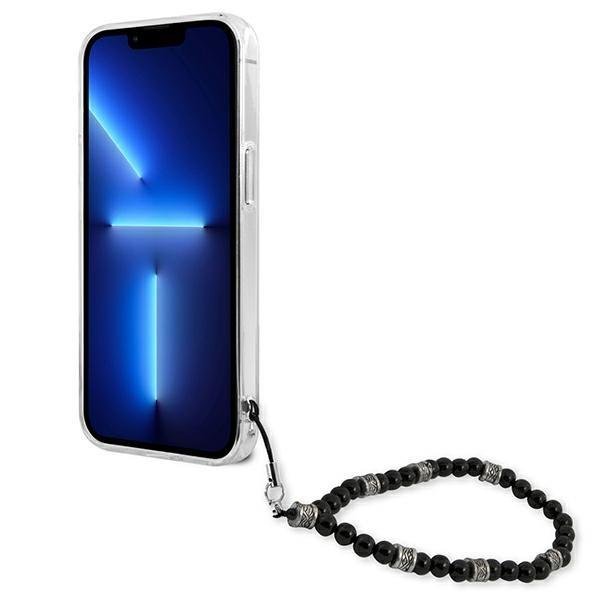 Guess iPhone 13 Pro Max Σκληρή Θήκη με Λουράκι - Black / Pearl / Διάφανη - GUHCP13XKPSBK
