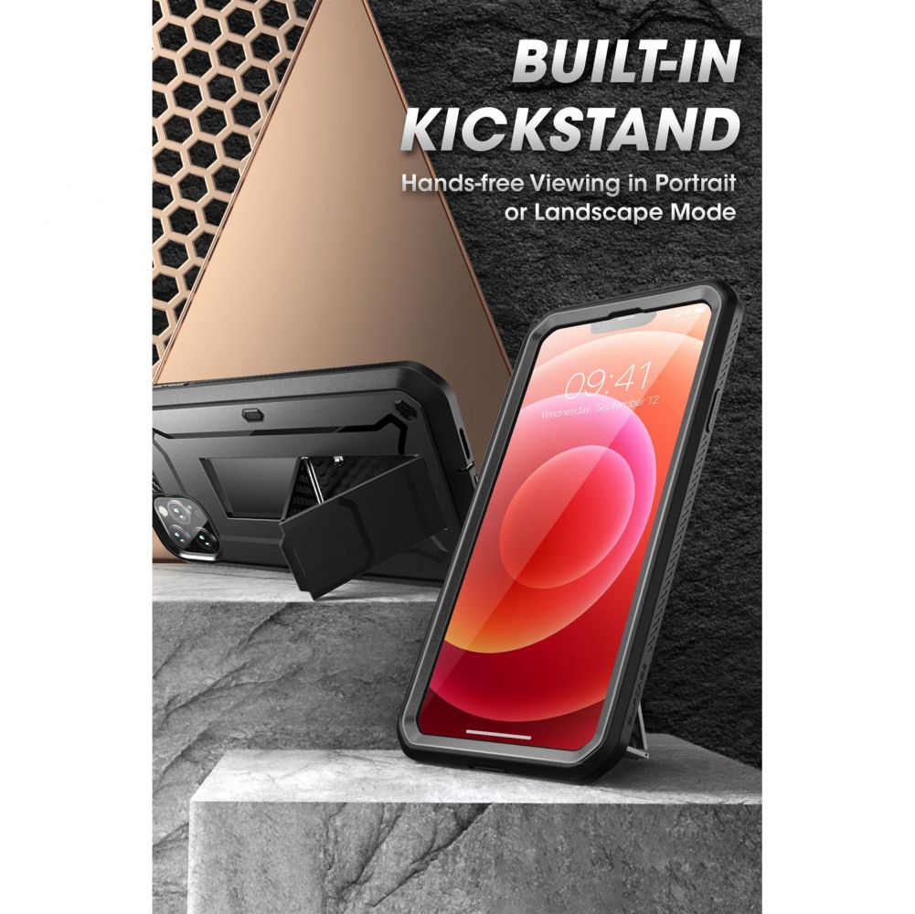 Supcase iPhone 13 Pro Max Unicorn Beetle Pro Σκληρή Θήκη με Προστασία Οθόνης και Stand - Black
