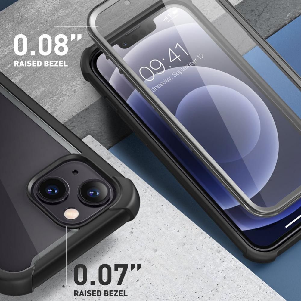 i - Blason iPhone 13 / iPhone 14 Ares Σκληρή Θήκη με Πλαίσιο Σιλικόνης και Προστασία Οθόνης - Black
