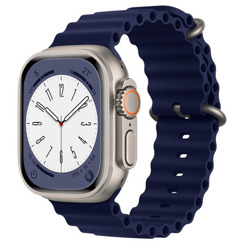 Techsuit Λουράκι Apple Watch 4/5/6/7/8/9/10/11 - SE (1/2/3) - ULTRA (1/2/3) - 44/45/46/49mm Watchband W038 Σιλικόνης - Dark Blue
