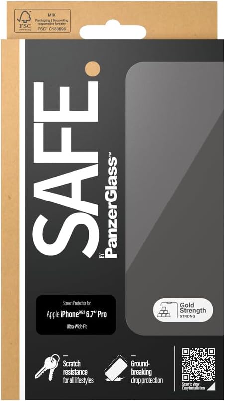 Safe by PanzerGlass iPhone 15 Pro Max Ultra - Wide Fit Case Friendly Full Screen Αντιχαρακτικό Γυαλί Οθόνης - Διάφανο - SAFE95537