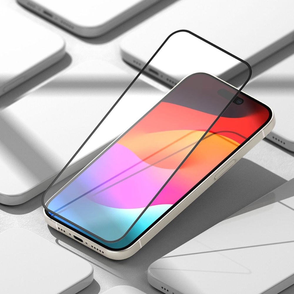 Ringke iPhone 15 TG Case Friendly Full Screen Tempered Glass 9H Αντιχαρακτικό Γυαλί Οθόνης - Black