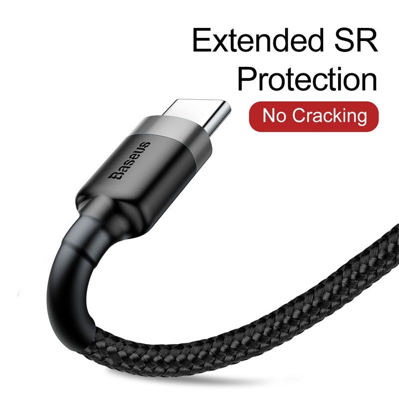 Baseus Cafule Cable Type - C 3A - Καλώδιο Γρήγορης Φόρτισης Type - C 1M - Black / Grey - CATKLF - BG1
