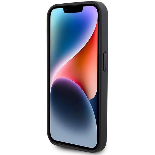 AMG iPhone 15 Pro Leather Debossed Lines Σκληρή Θήκη με Πλαίσιο Σιλικόνης και Επένδυση Συνθετικού Δέρματος - Black - AMG00069 - 0