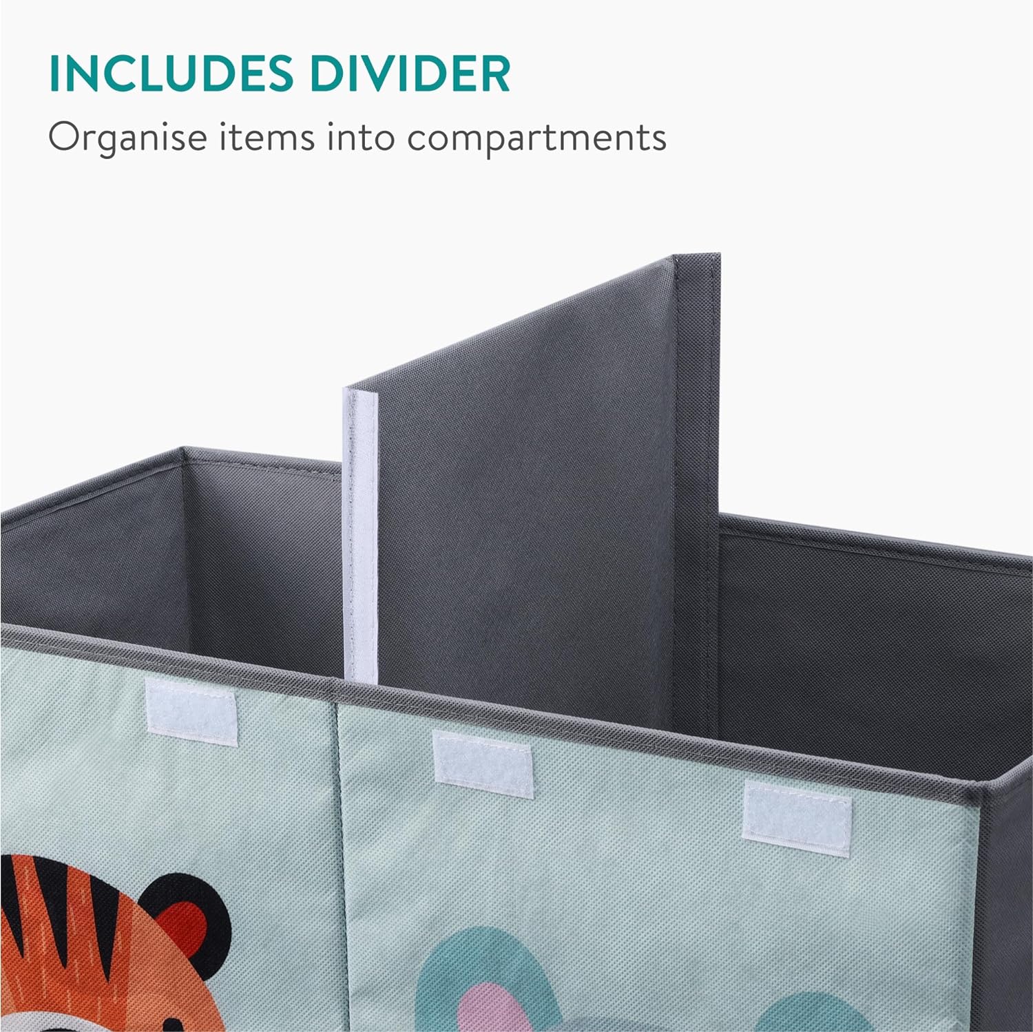 Navaris Παιδικό Κουτί Αποθήκευσης Παιχνιδιών με Διαχωριστικό - 62 x 33 x 40 cm - Grey - 61058.01