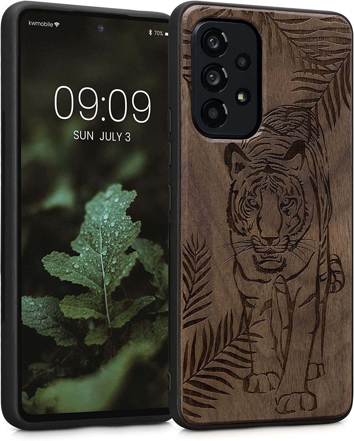 KW Samsung Galaxy A53 5G Θήκη από Φυσικό Ξύλο - Design Tiger Palm Tree - Dark Brown - 58317.09