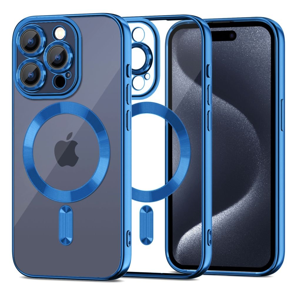 Tech - Protect iPhone 15 Pro Max Magshine Θήκη Σιλικόνης TPU με Magsafe - Διάφανη / Navy Blue