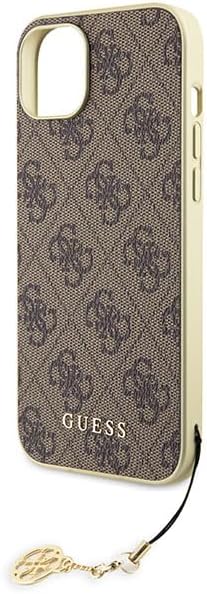 Guess iPhone 15 - 4G Charms Collection Θήκη με Επένδυση Συνθετικού Δέρματος - Brown - GUHCP15SGF4GBR