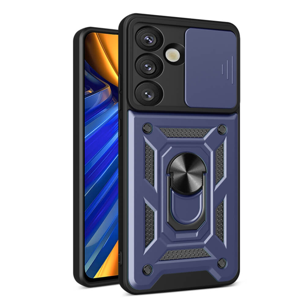 Techsuit Samsung Galaxy S25 - CamShield - Σκληρή Θήκη με Προστασία Καμερών και Δαχτυλίδι Συγκράτησης - Blue