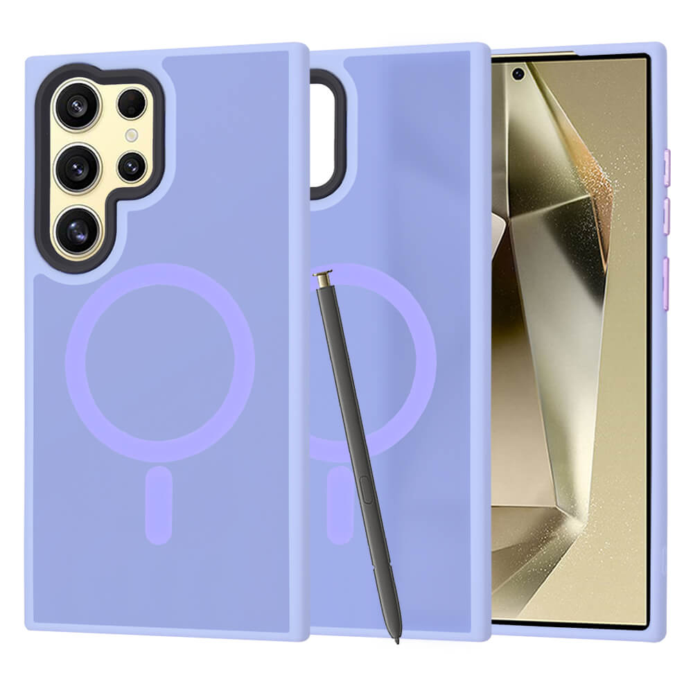 Techsuit Samsung Galaxy S24 Ultra - HaloFrost MagSafe - Σκληρή Θήκη με Πλαίσιο Σιλικόνης - Light Purple