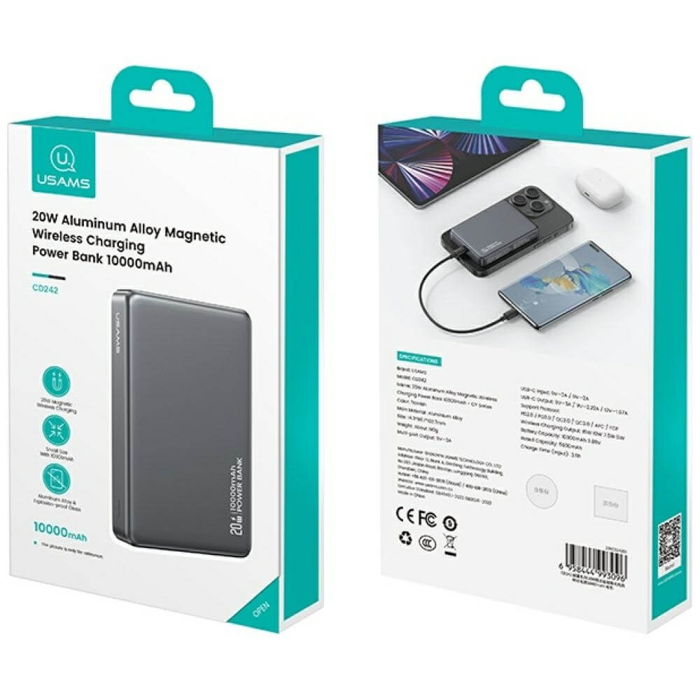 USAMS CD242 CY Series Ασύρματο PowerBank 10000mAh 20W - Tarnish