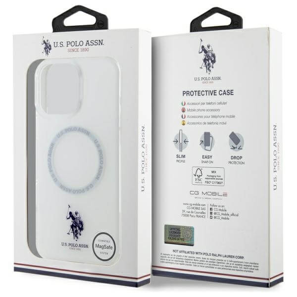 US Polo iPhone 16 Pro - IML Ring - MagSafe Σκληρή Θήκη με Πλαίσιο Σιλικόνης - White - USHMP16LHOCLDPW