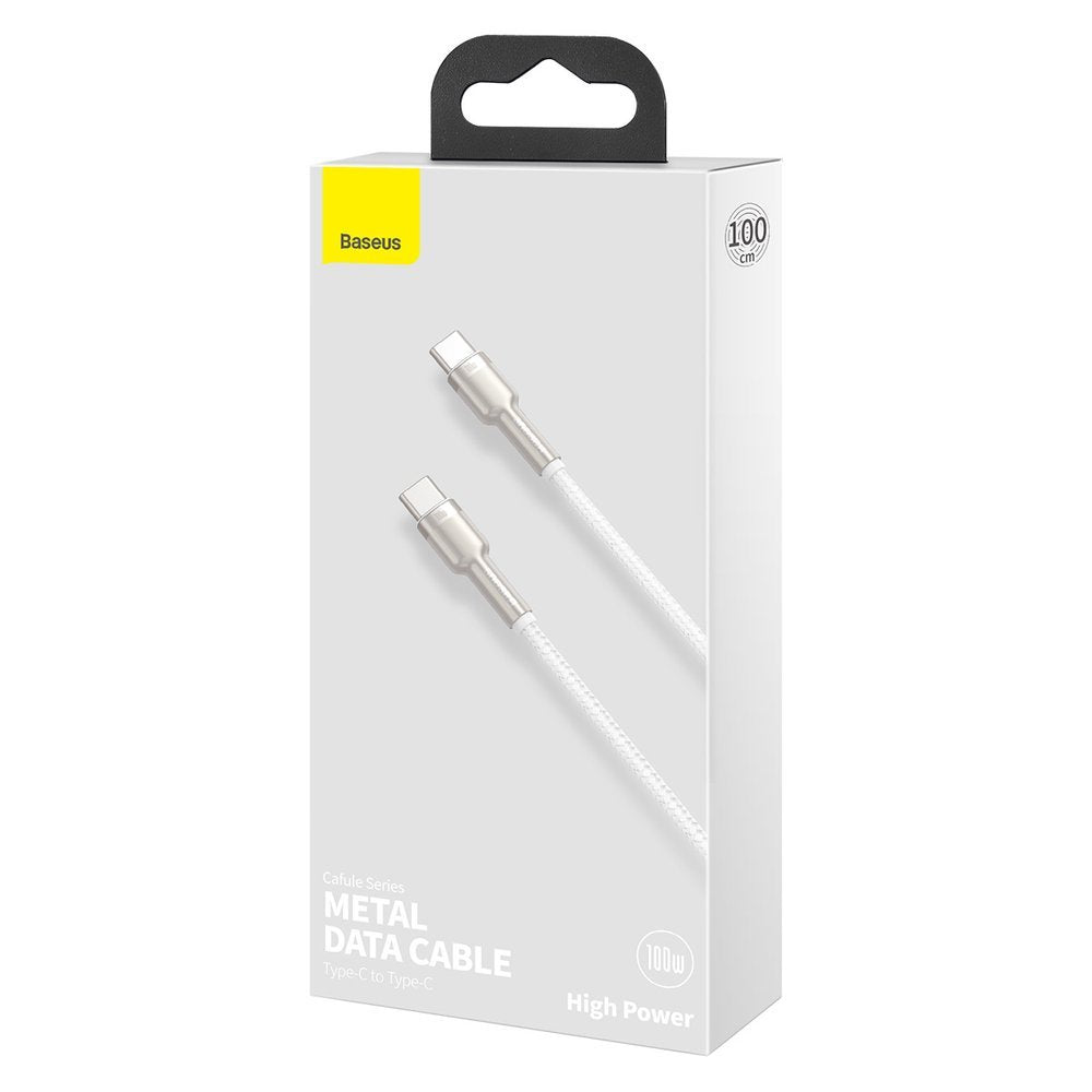 Baseus Cafule Series Metal Cable Type - C 5A PD 100W - Καλώδιο Γρήγορης Φόρτισης Type - C to Type - C 1M - White - CATJK - C02