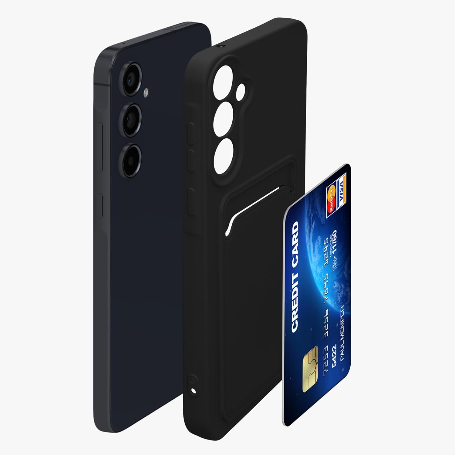 KW Samsung Galaxy A55 5G Θήκη Σιλικόνης TPU με Υποδοχή για Κάρτα - Black