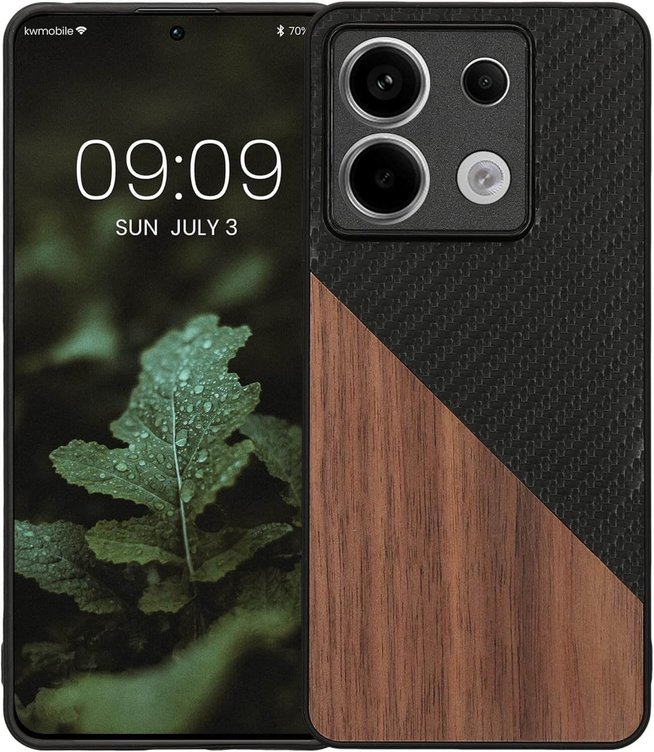KW Xiaomi Redmi Note 13 Pro 5G / Poco X6 5G Θήκη από Φυσικό Ξύλο και Carbon - Black / Dark Brown