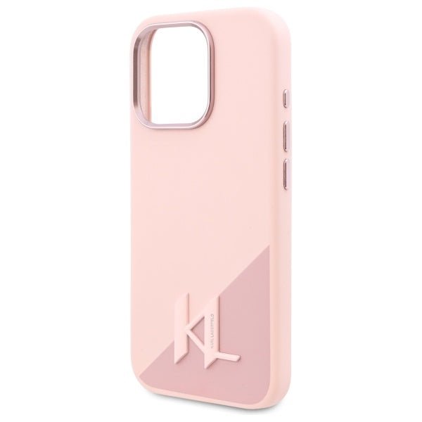 Karl Lagerfeld iPhone 16 Pro Max - Silicone Shadow Metal Initial - MagSafe Θήκη Σιλικόνης - Pink - KLHMP16XSCMKMPCP