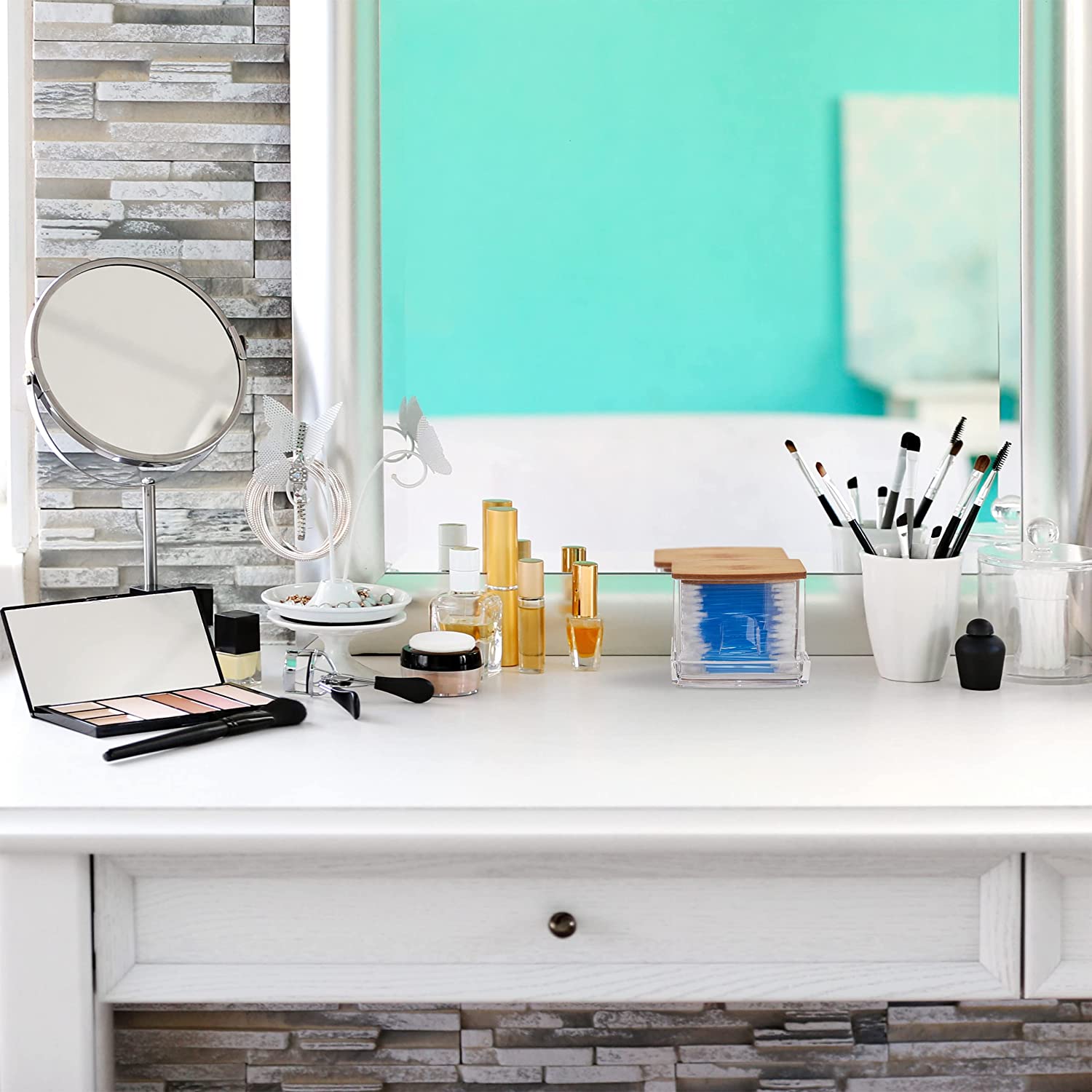 Relaxdays Ακρυλικό Κουτί Αποθήκευσης για Μπατονέτες - White / Natural - 4052025905965