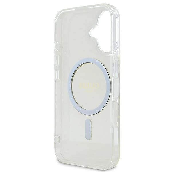 Guess iPhone 16 - IML Glitter Circle - MagSafe Σκληρή Θήκη με Πλαίσιο Σιλικόνης - Διάφανη - GUHMP16SHFGERET