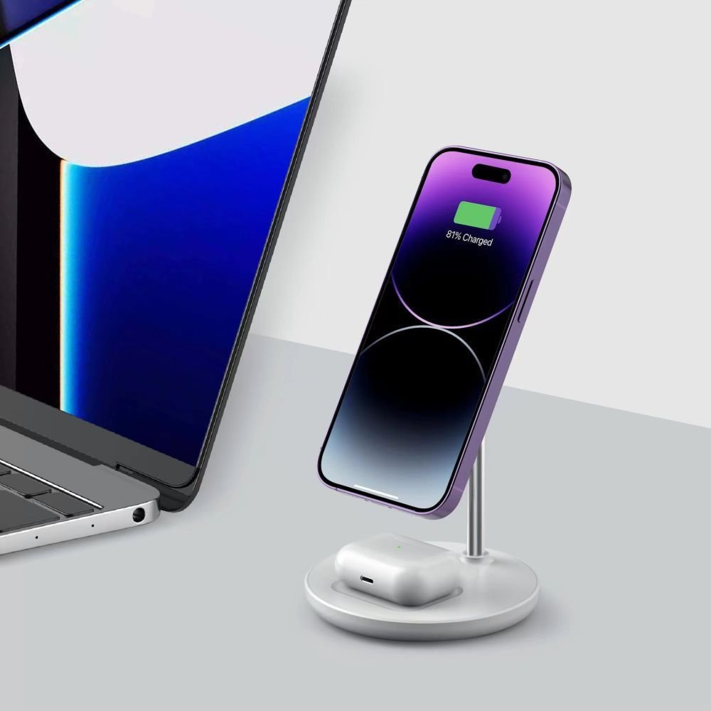 Tech - Protect QI15W - A39 2in1 Ασύρματος Φορτιστής MagSafe με Καλώδιο Type - C to Type - C - White
