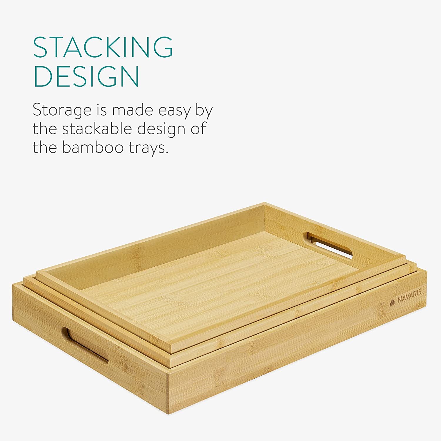 Navaris Σετ με 3 Δίσκους Σερβιρίσματος από Μπαμπού - 53446.03