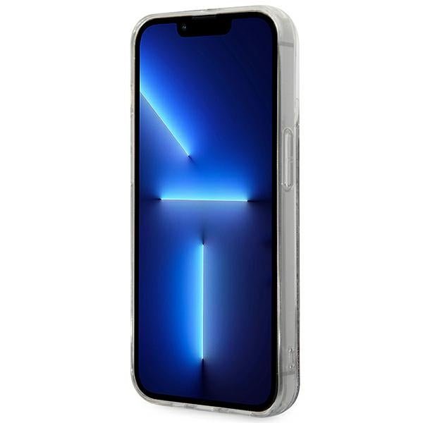 Karl Lagerfeld iPhone 14 Pro Max - Liquid Glitter Monogram Σκληρή Θήκη με Πλαίσιο Σιλικόνης - Silver - KLHCP14XLMNMS