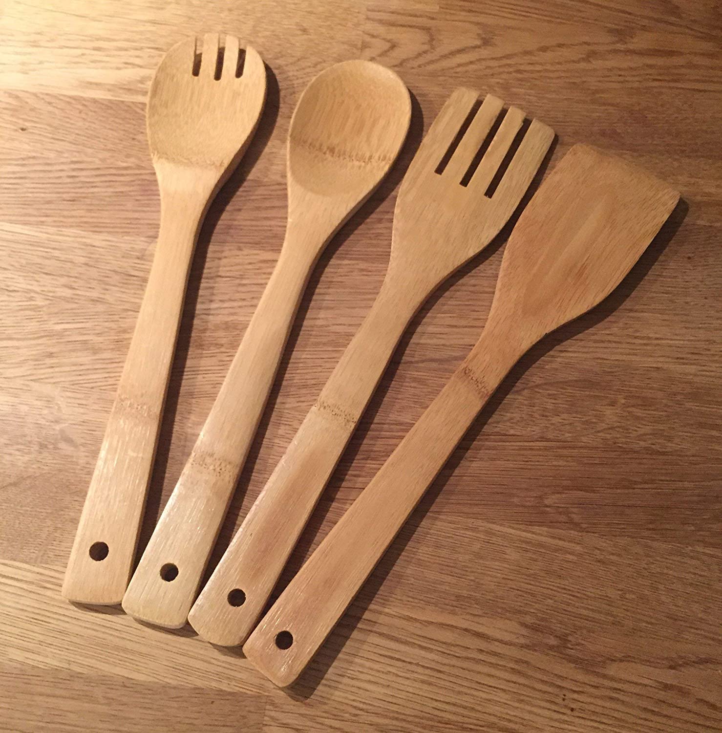 Relaxdays 4 Μαγειρικά Σκεύη από Μπαμπού - Natural - 4052025144715