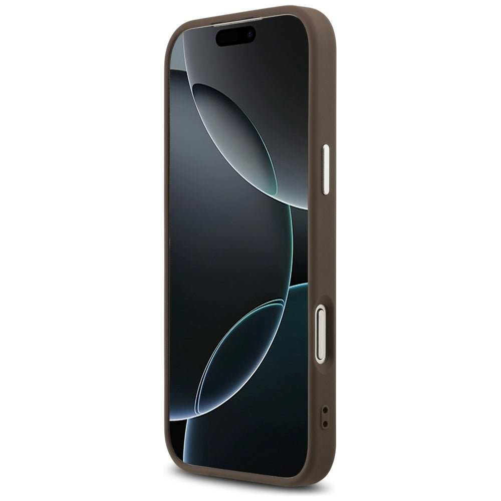 Guess iPhone 17 Pro Max - 4G Big 4G Classic Logo - Σκληρή Θήκη με Πλαίσιο Σιλικόνης και Επένδυση από Οικολογικό Δέρμα - Brown / Silver - GUHCP17XP4G4SMCW