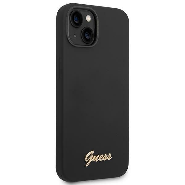 Guess iPhone 14 Silicone Metal Logo Script Θήκη Σιλικόνης - Black - GUHCP14SSLSMK
