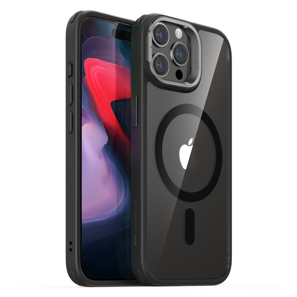 ESR iPhone 15 Pro Max Classic Kickstand Halolock MagSafe Σκληρή Θήκη με Πλαίσιο Σιλικόνης και Stand - Διάφανη / Black